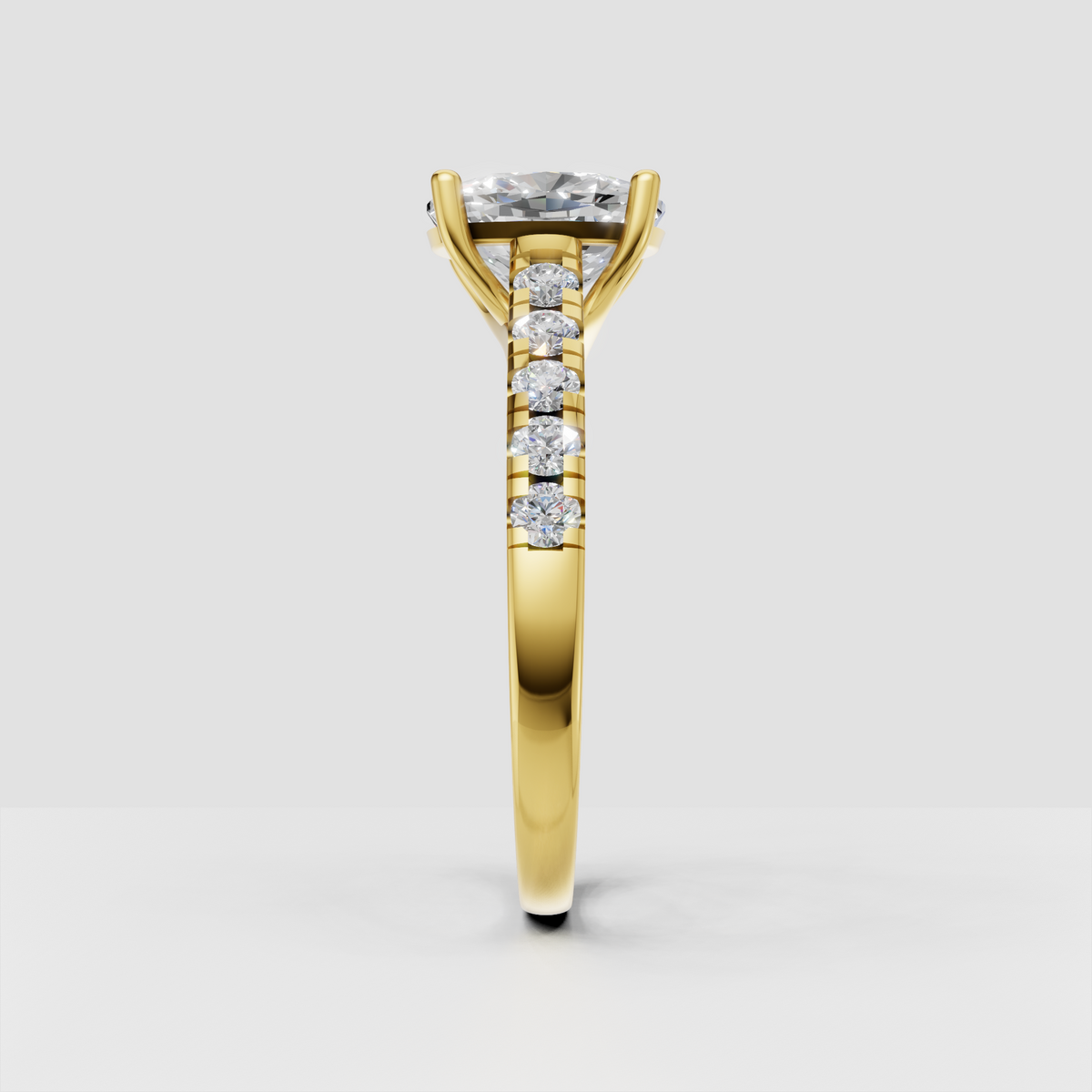 Cushion diamond solitaire ring with cathedral setting