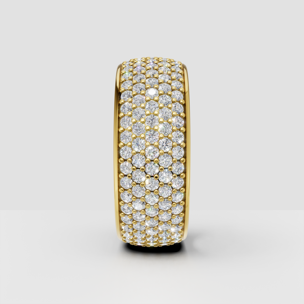Round diamond pavé eternity band with detailed gold bead setting