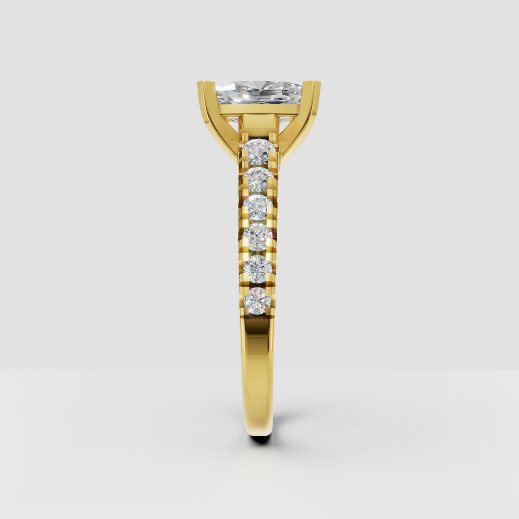 Trillion Cut Lab Grown & Moissanite Diamond Halo Engagement Ring - Image 12