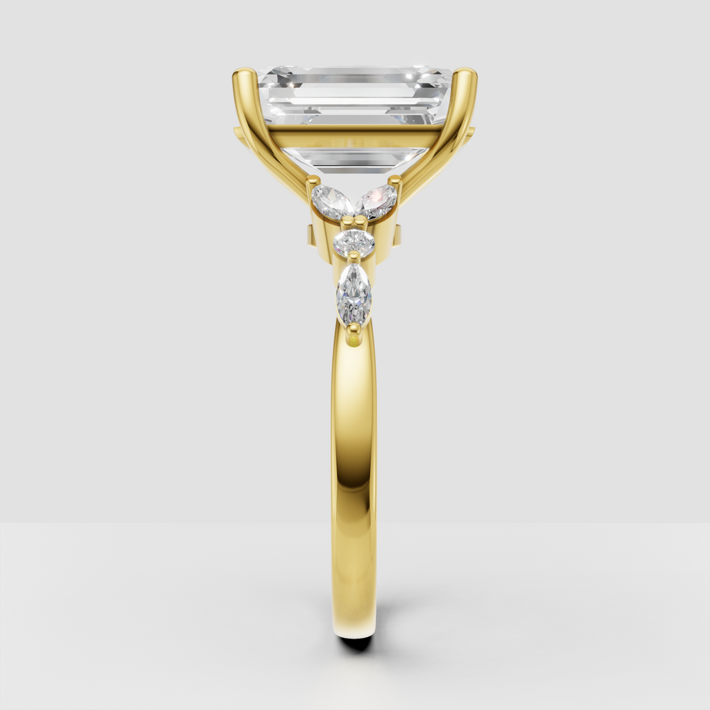 Elegant emerald cut diamond ring with accent stones