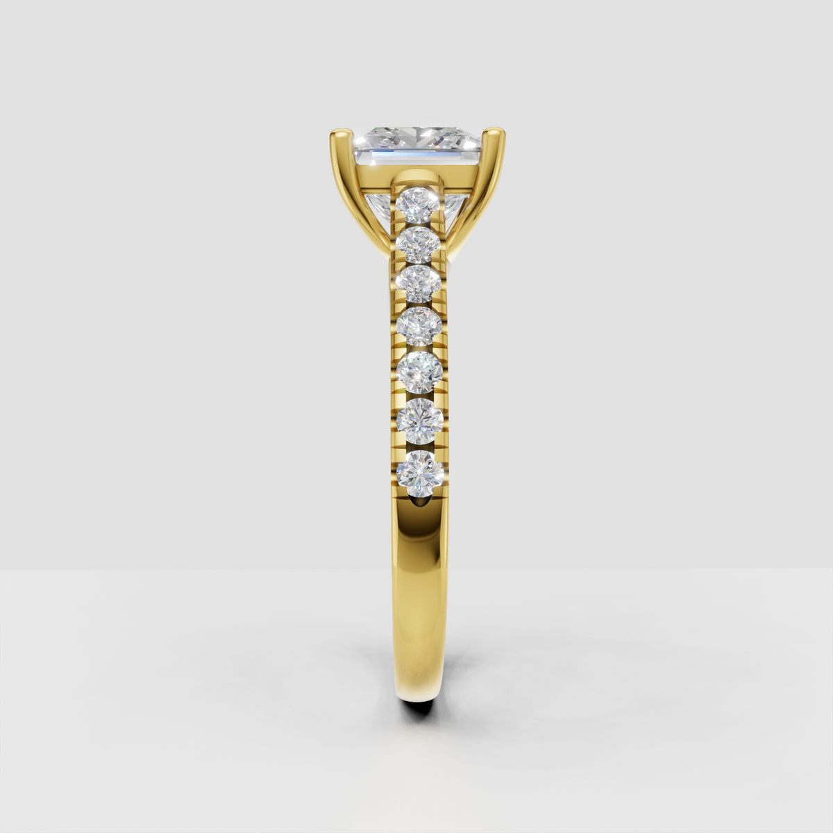 Square princess diamond engagement ring in yellow gold