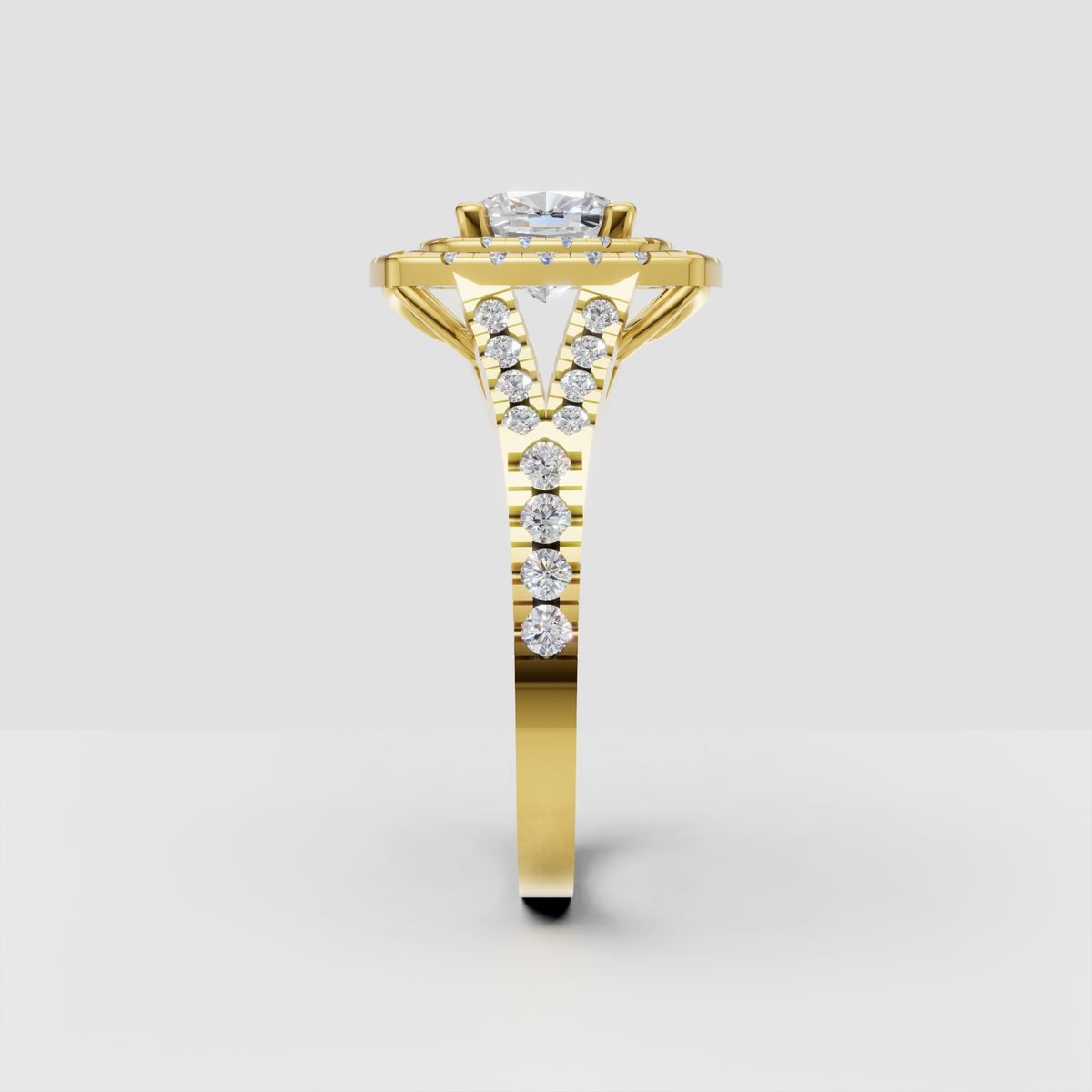 Luxury cushion cut engagement ring with triple diamond halo