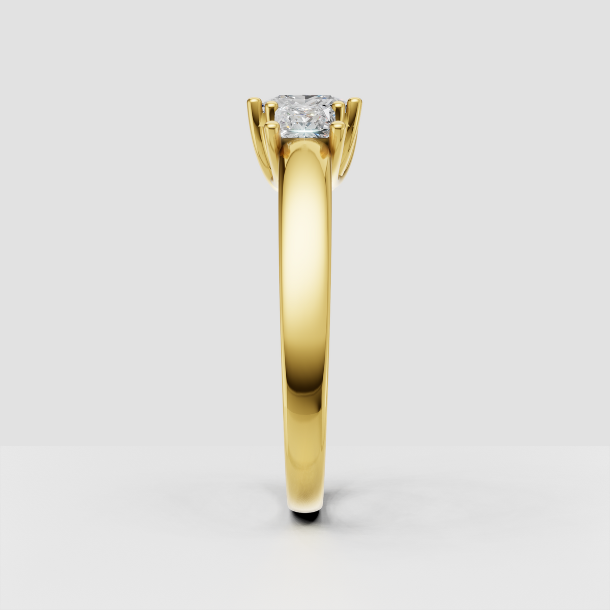 Three stone princess diamond engagement ring front view