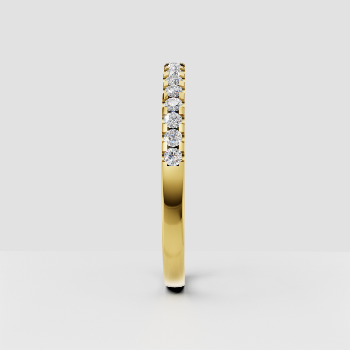 Elegant round diamond wedding band with half eternity design
