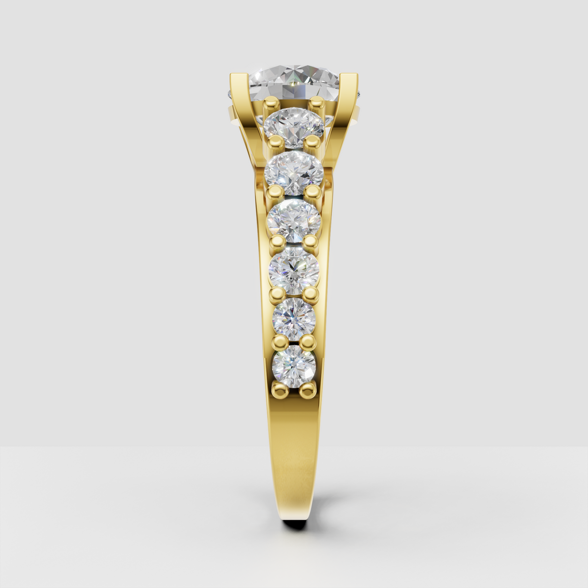 Luxury round diamond crossover ring with polished gold band