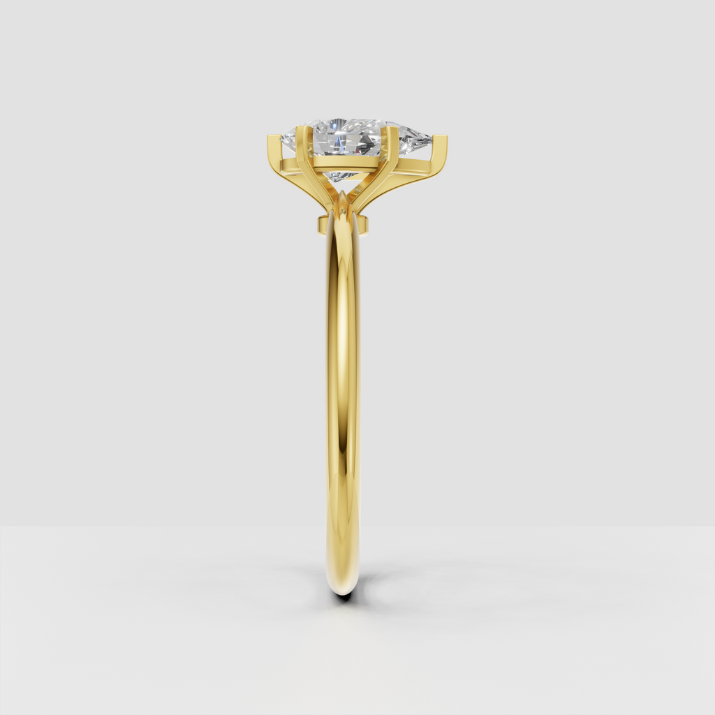 Pear cut diamond engagement ring viewed from the front