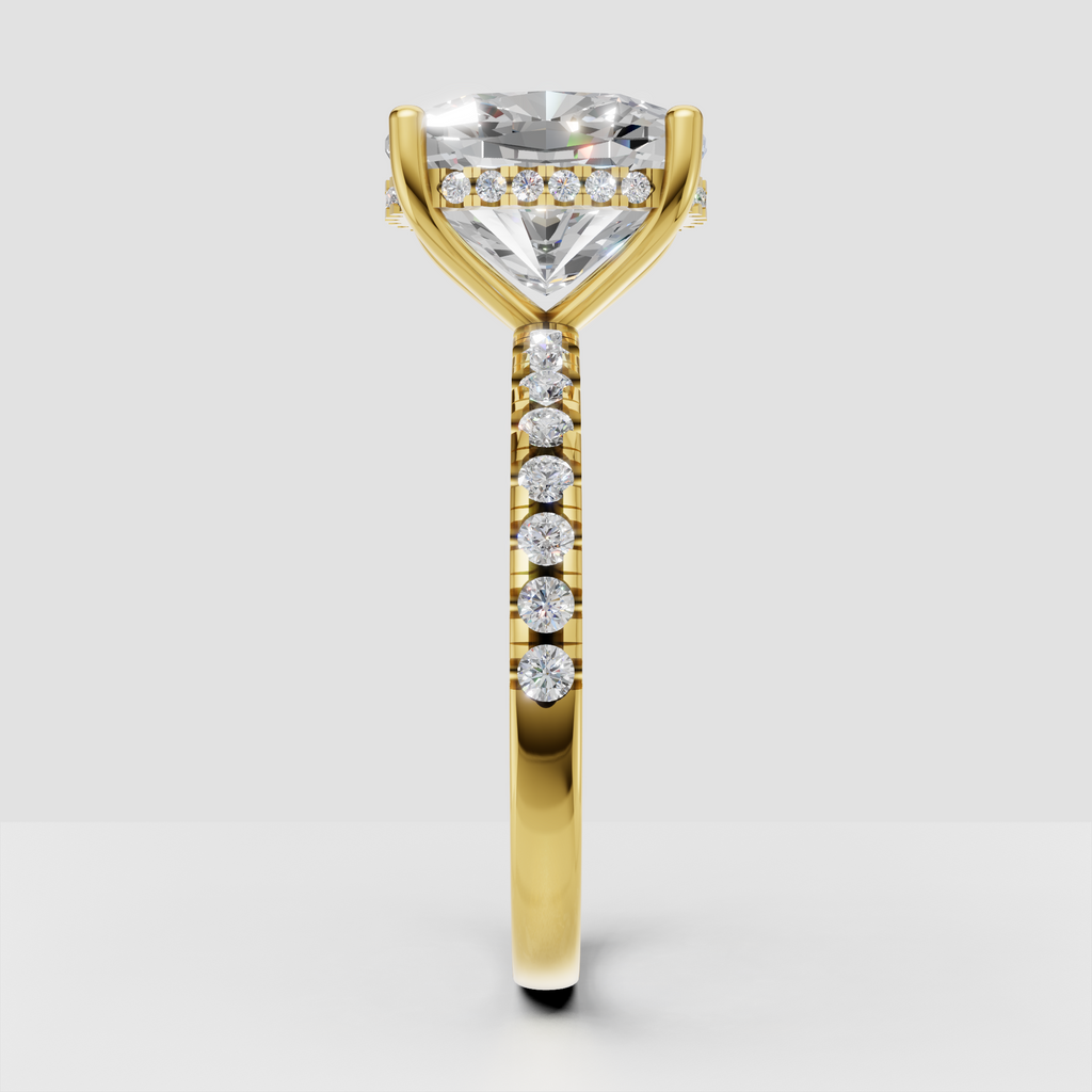 Pear Cut Lab Grown & Moissanite Diamond Halo Engagement Ring - Image 12