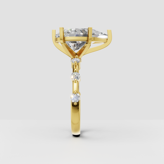 Pear cut diamond ring with elegant cathedral setting