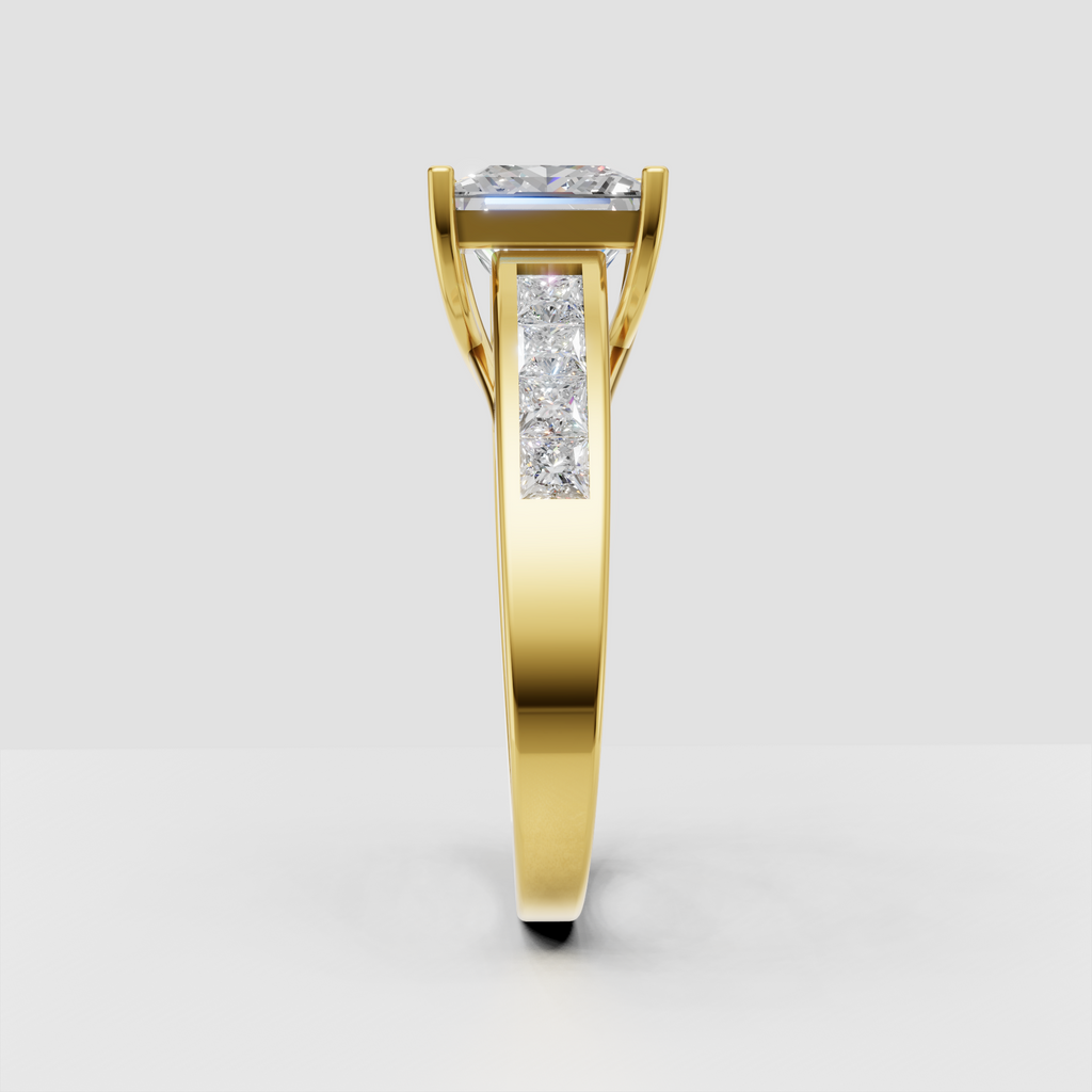 Square princess cut diamond ring with sparkling accent stones