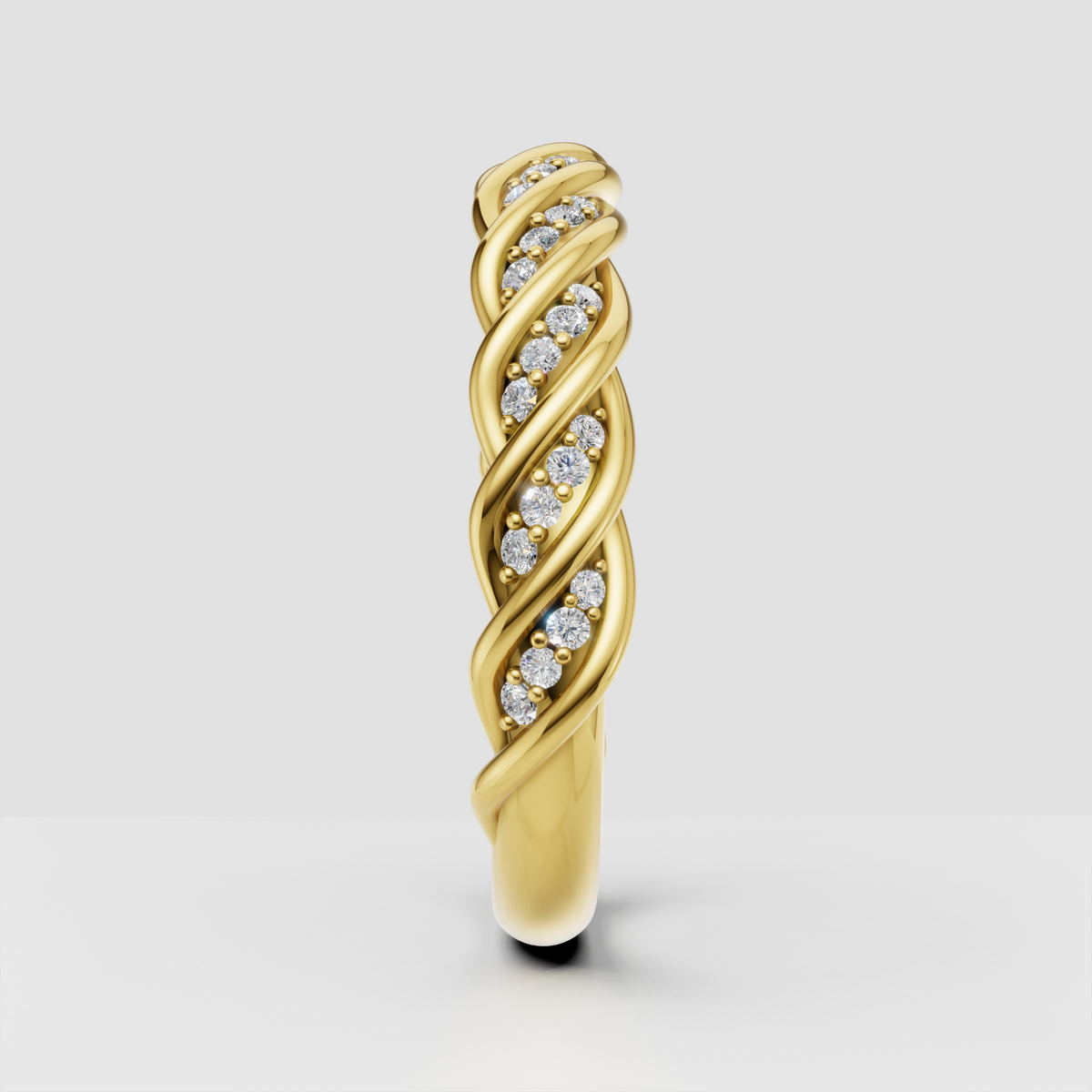 Round diamond twisted wedding band