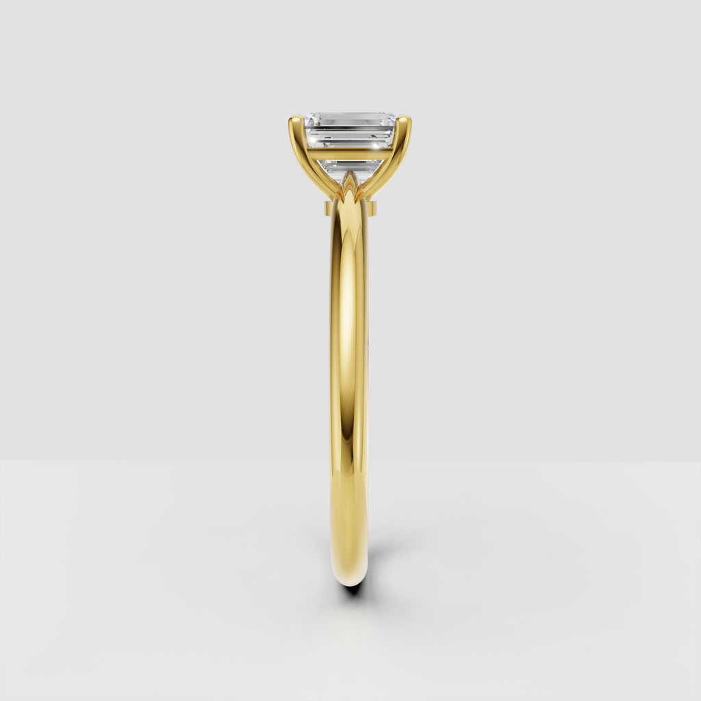 Yellow gold emerald cut solitaire engagement ring front view