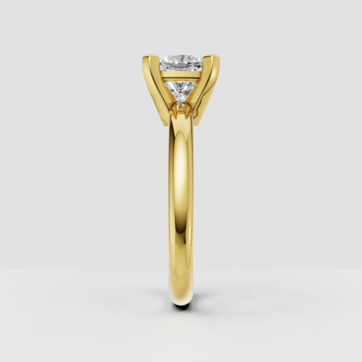 Yellow gold cushion diamond engagement ring front view