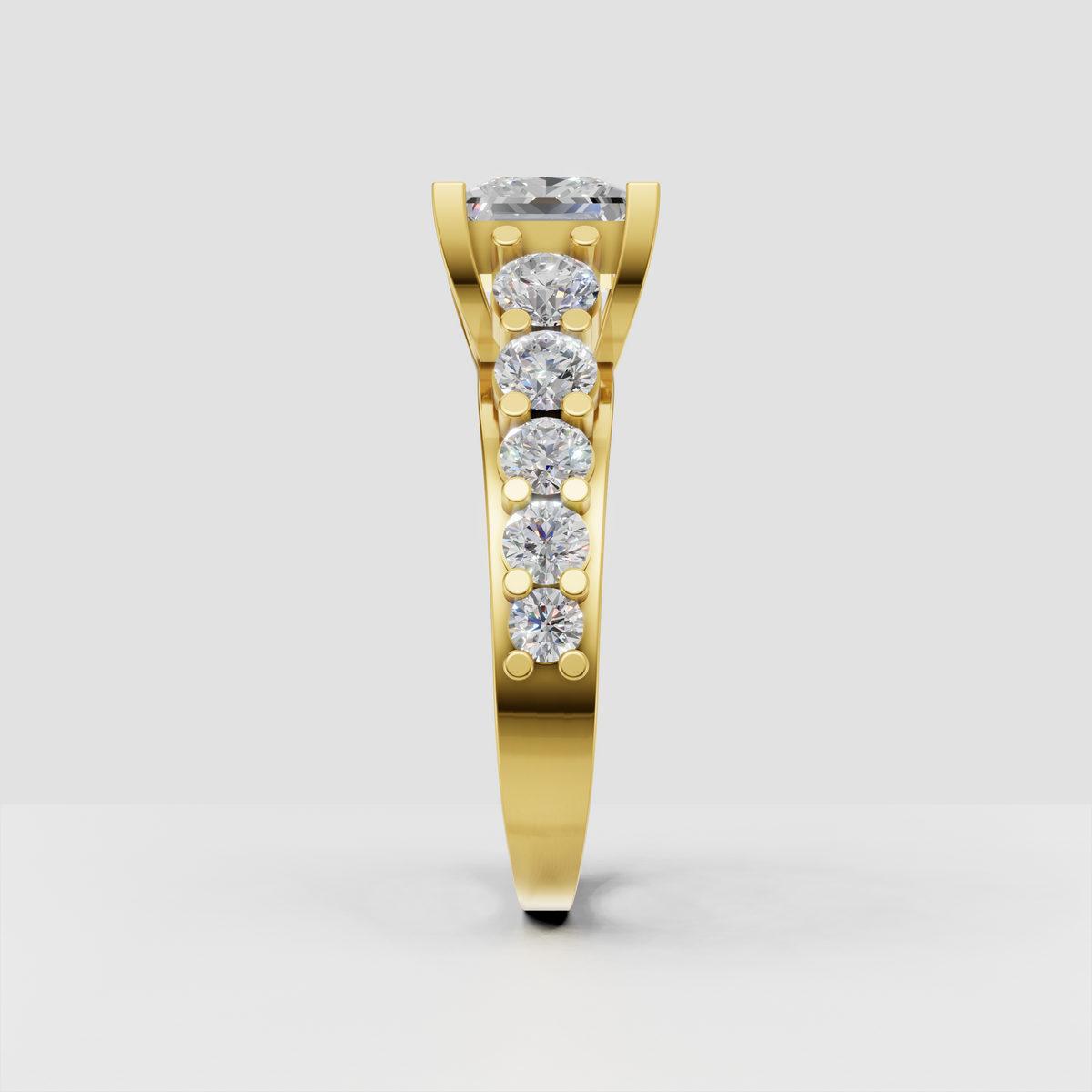 Square princess diamond engagement ring with graduated side diamonds