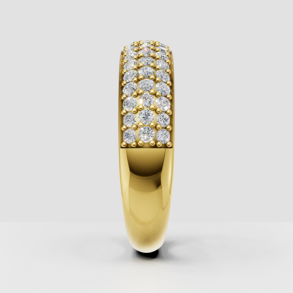Round cut diamond band with bead-set detailing