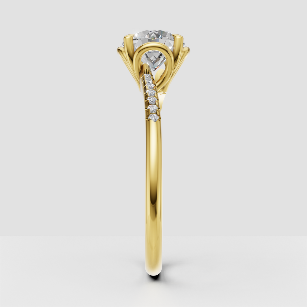 Yellow gold round diamond engagement ring