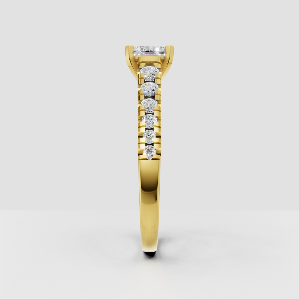 Luxury cushion cut diamond engagement ring in yellow gold