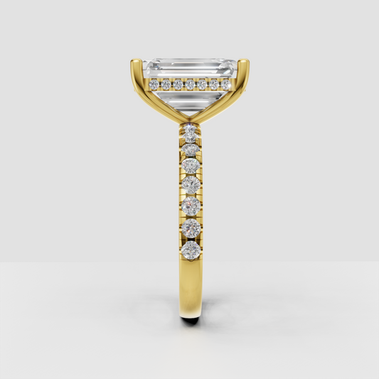 Yellow gold heart cut diamond solitaire ring with three prong setting