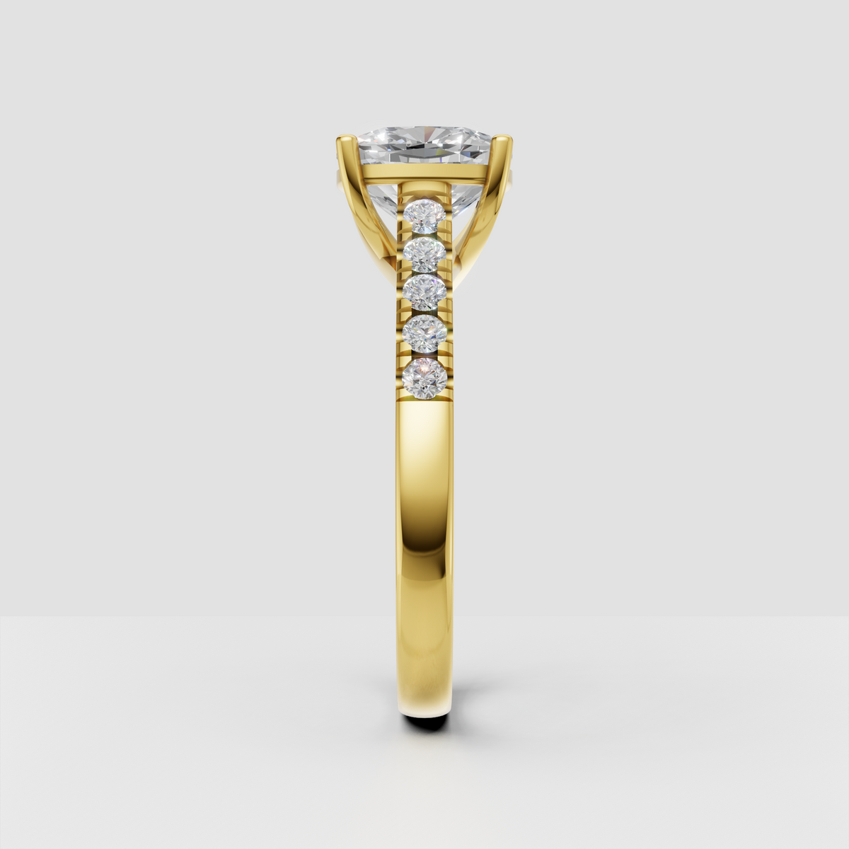 Yellow gold cushion diamond engagement ring