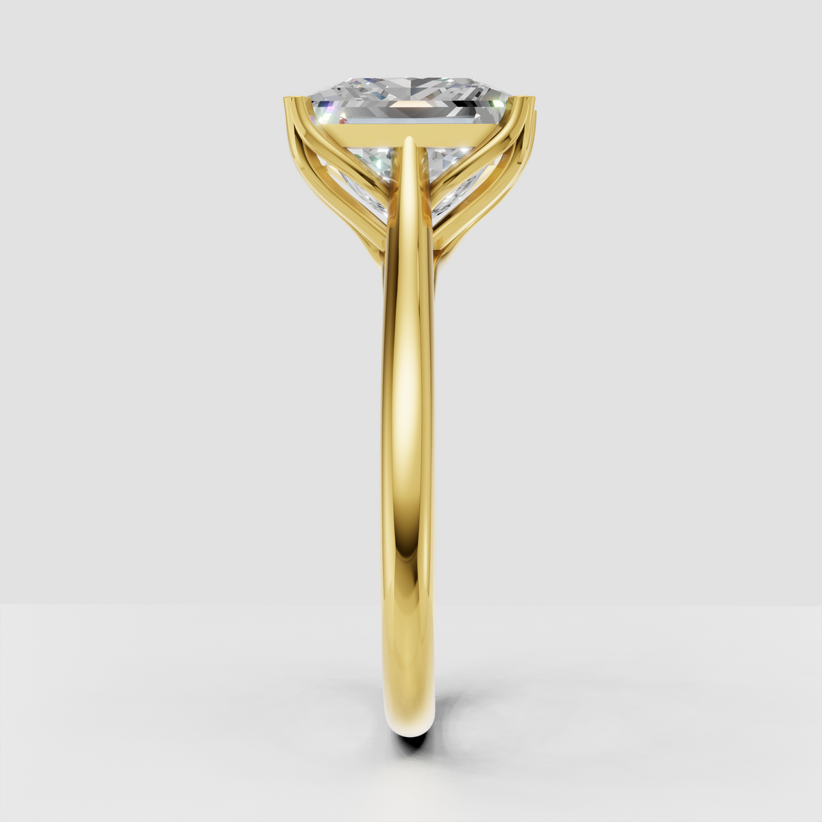 Square princess cut diamond engagement ring with elegant band