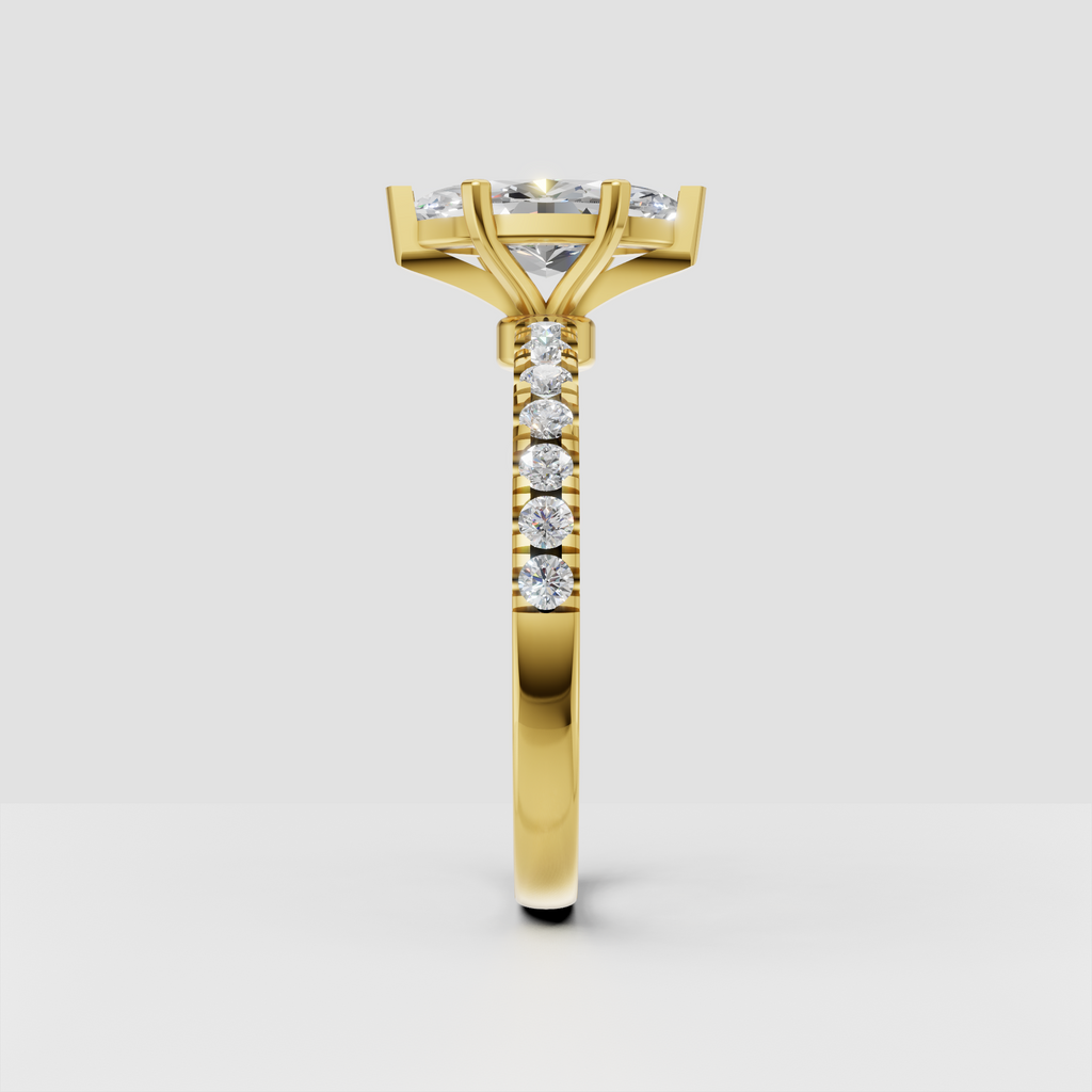 Marquise Diamond Cathedral Shared-Prong Engagement Ring