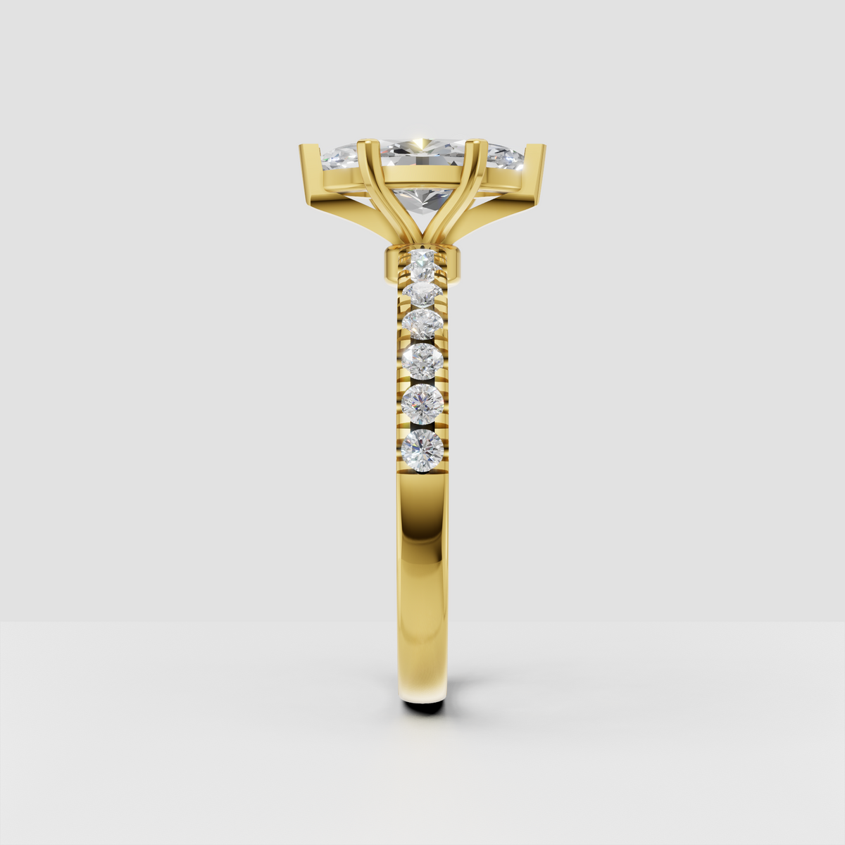 Marquise Diamond Cathedral Shared-Prong Engagement Ring