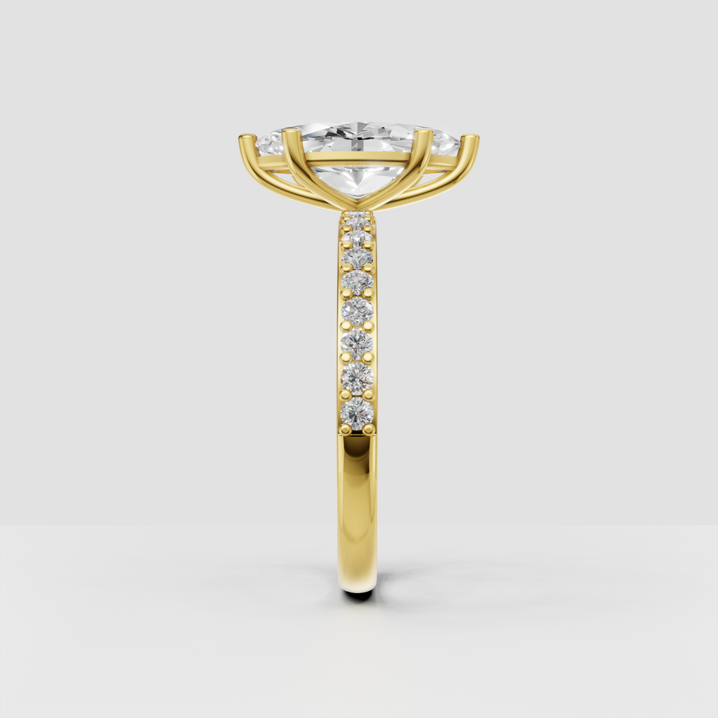 Elegant marquise diamond solitaire engagement ring in polished gold