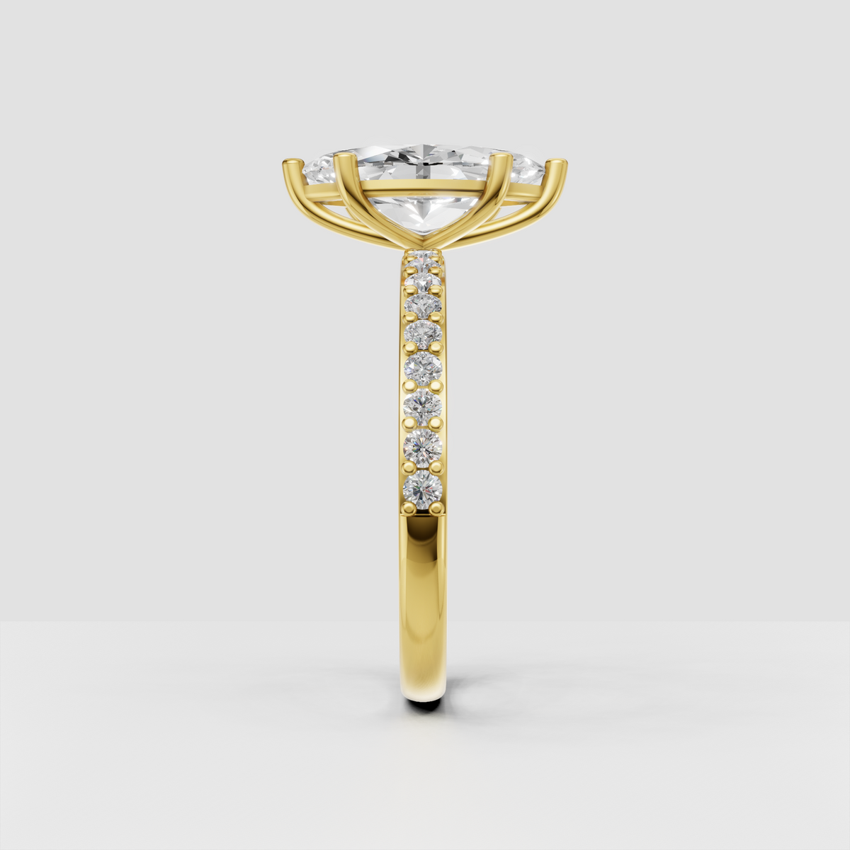 Elegant marquise diamond solitaire engagement ring in polished gold