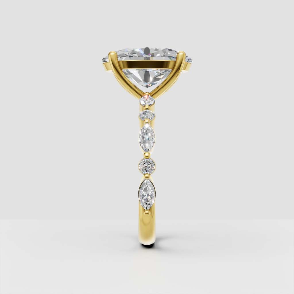 Oval cut center diamond four prong engagement ring