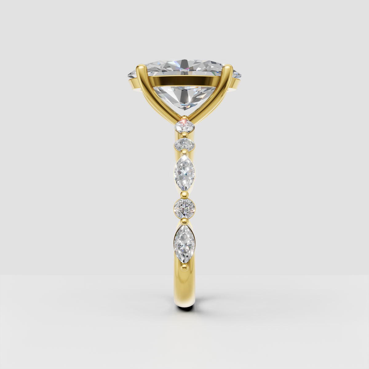 Oval cut center diamond four prong engagement ring