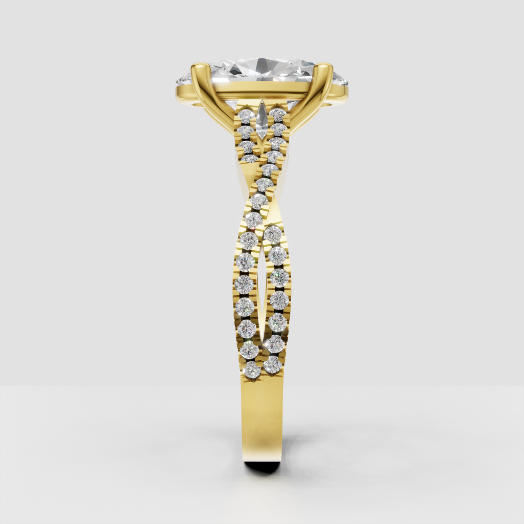 Yellow gold oval Diamond engagement ring with cathedral setting