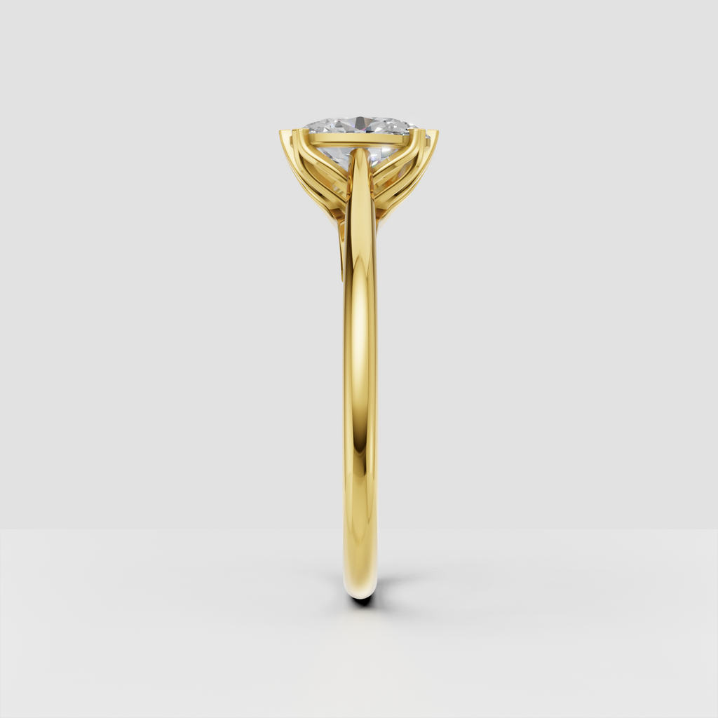 Yellow gold oval diamond ring with six-prong setting