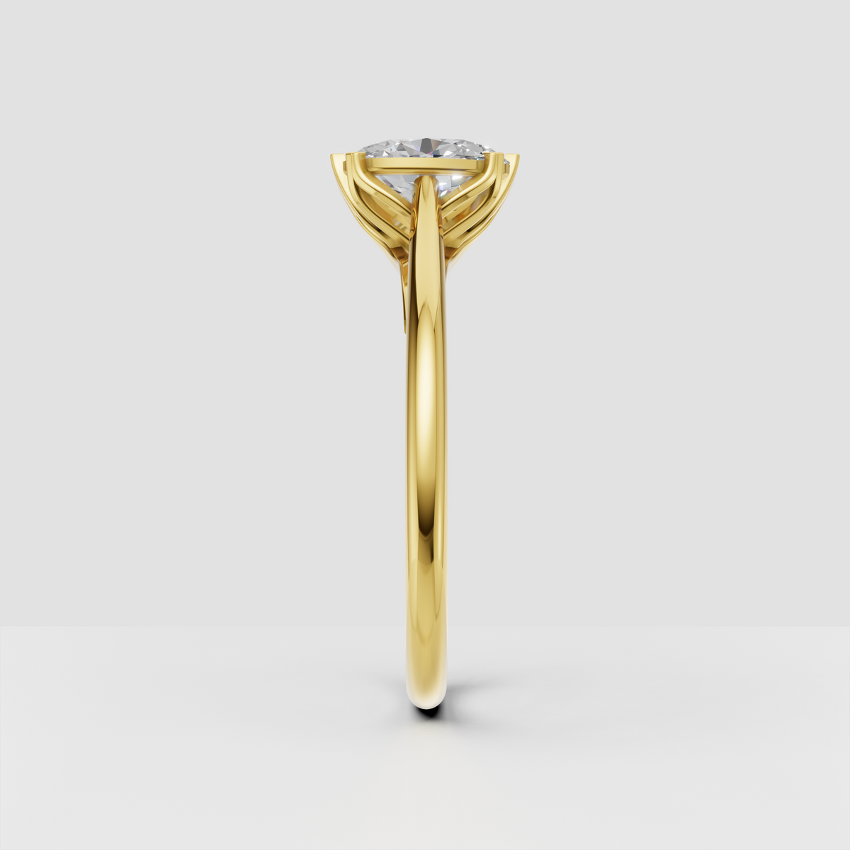 Yellow gold oval diamond ring with six-prong setting
