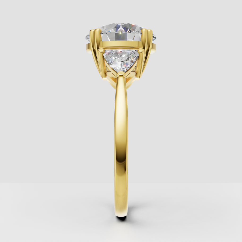 Yellow-gold round diamond engagement ring with split shank