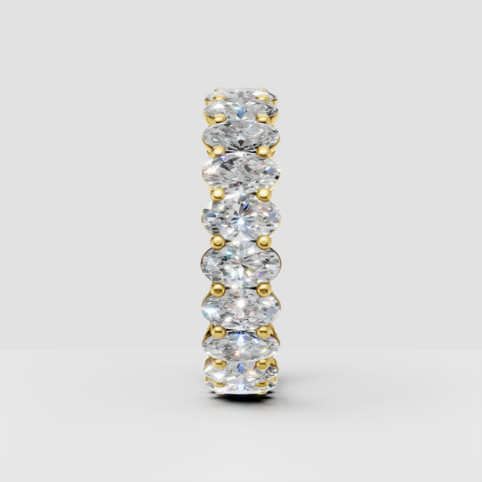 Yellow gold oval diamond full eternity ring front view