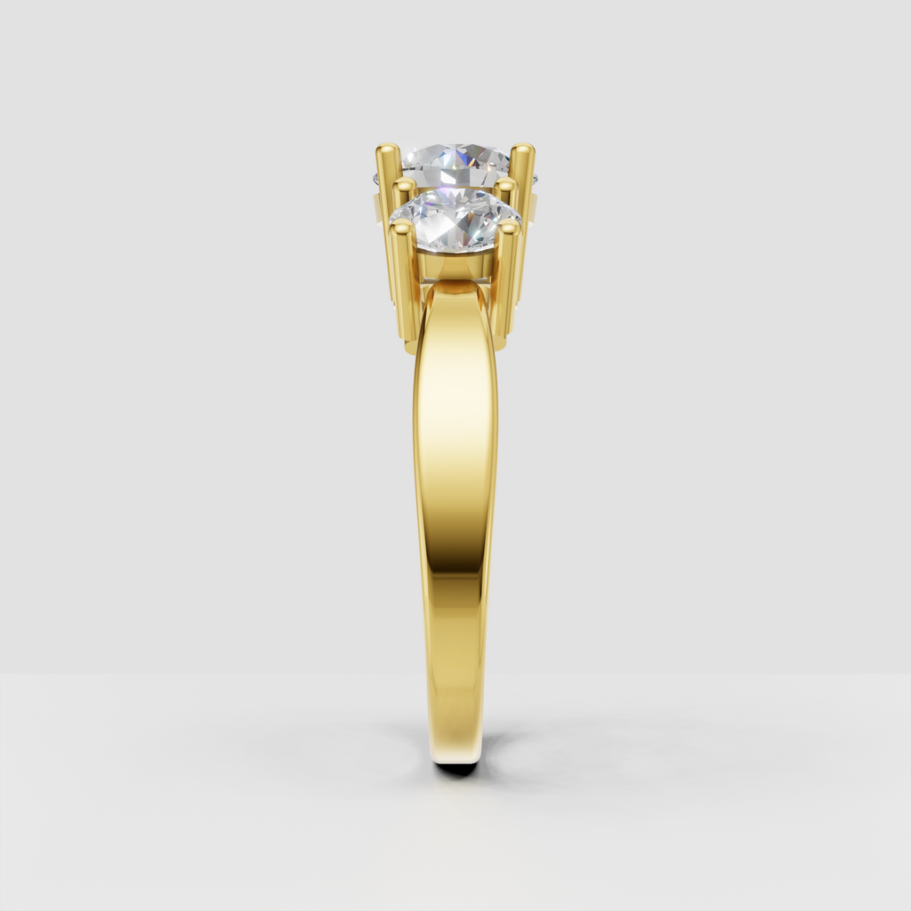 Three-stone round diamond engagement ring with prong setting