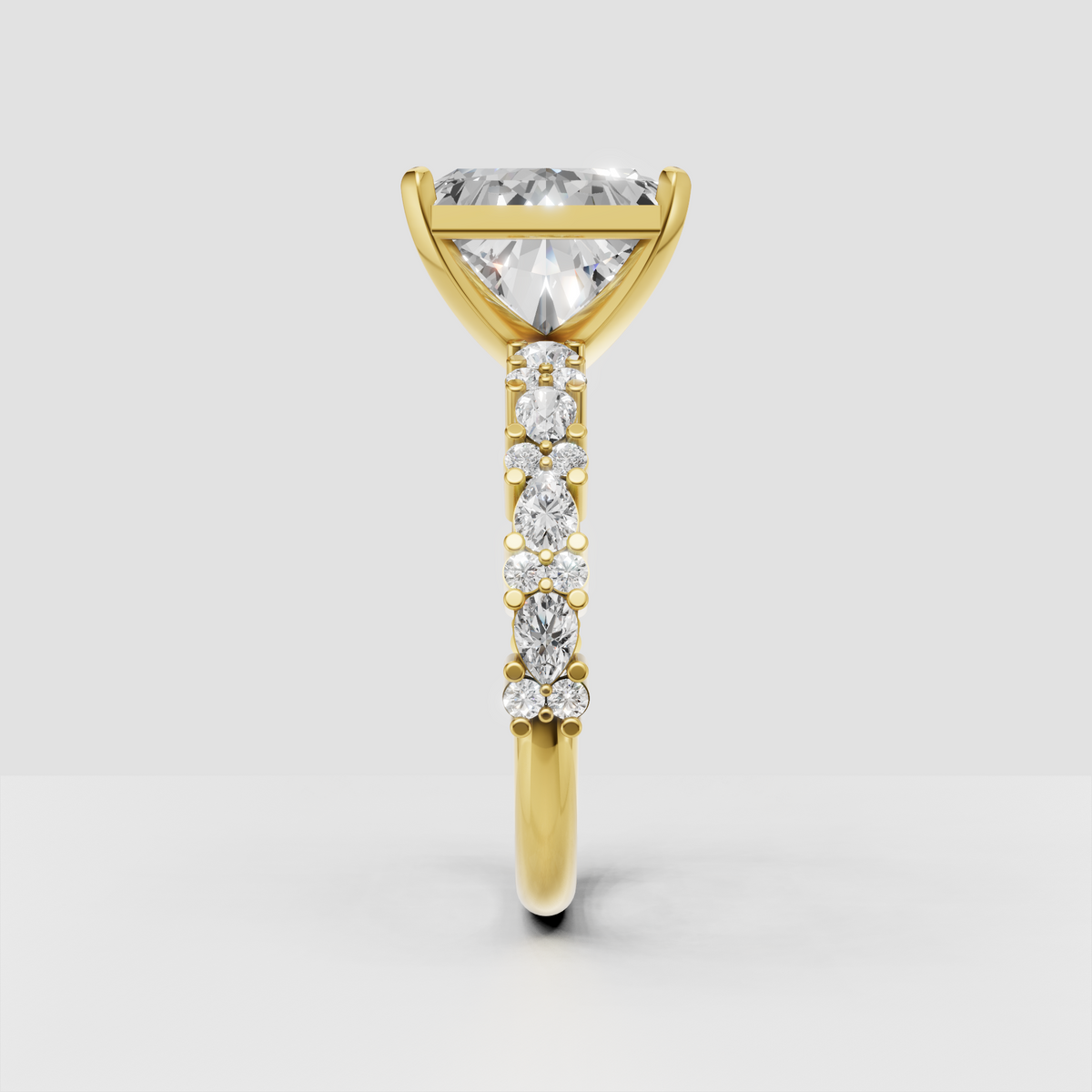 Princess diamond engagement ring with sparkling half eternity band