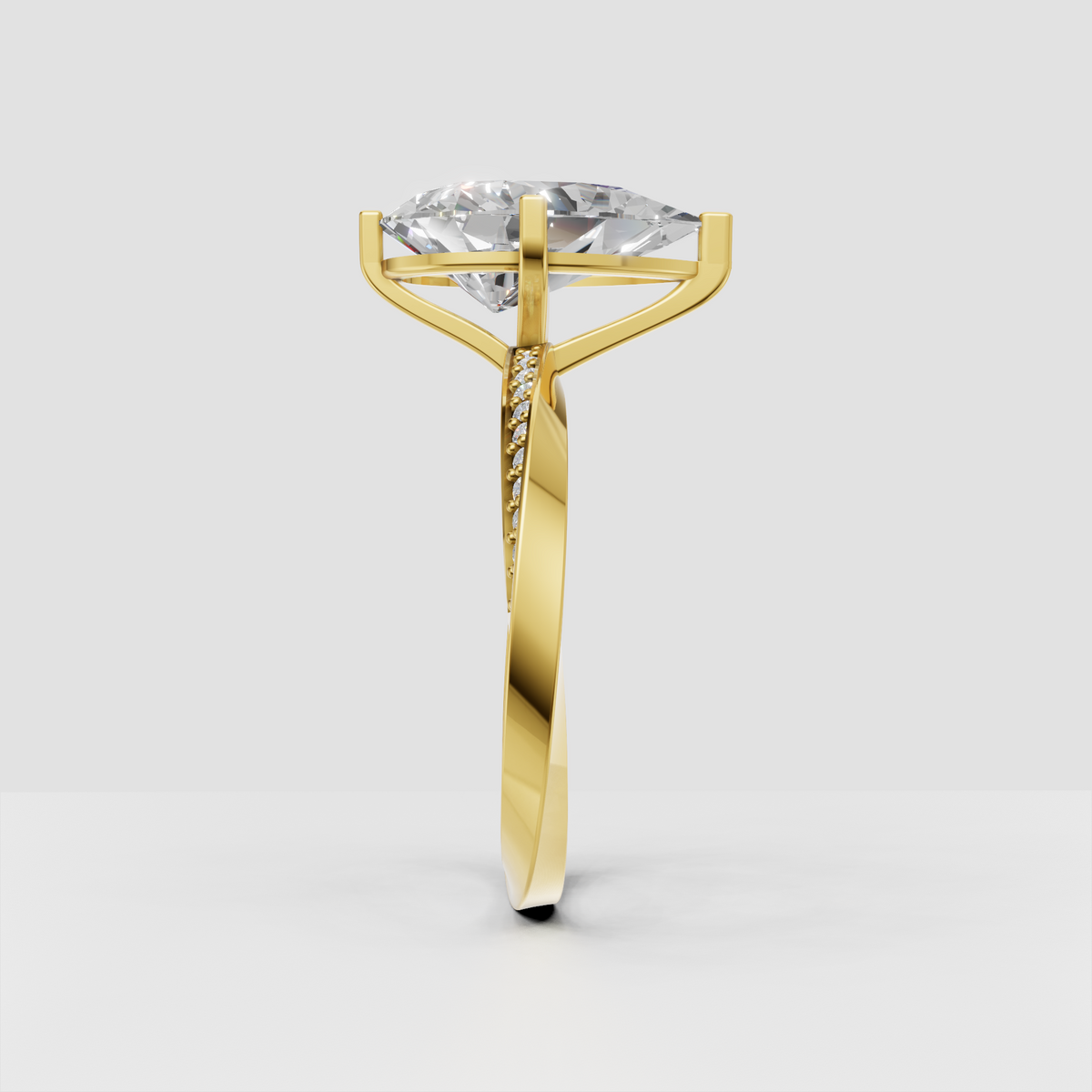 Pear cut engagement ring with round accents