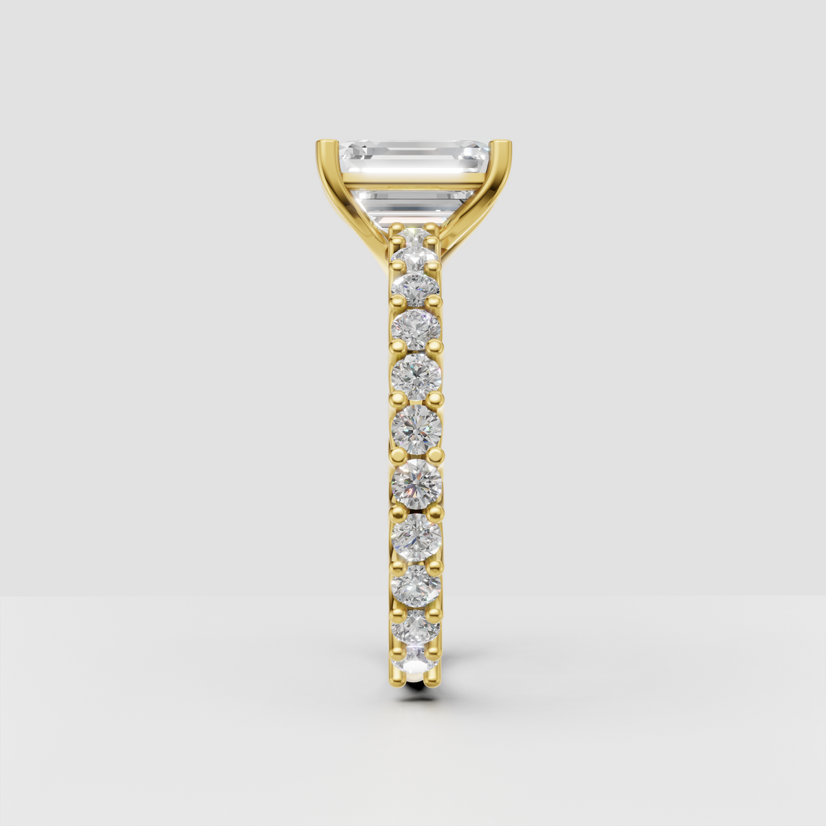 Luxury emerald cut engagement ring with split shank band