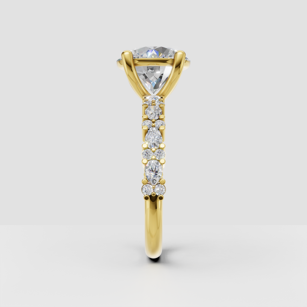 Emerald Cut Lab Grown & Moissanite Diamond Halo Engagement Ring - Image 12