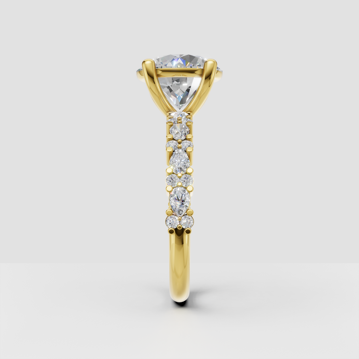 Emerald Cut Lab Grown & Moissanite Diamond Halo Engagement Ring - Image 12