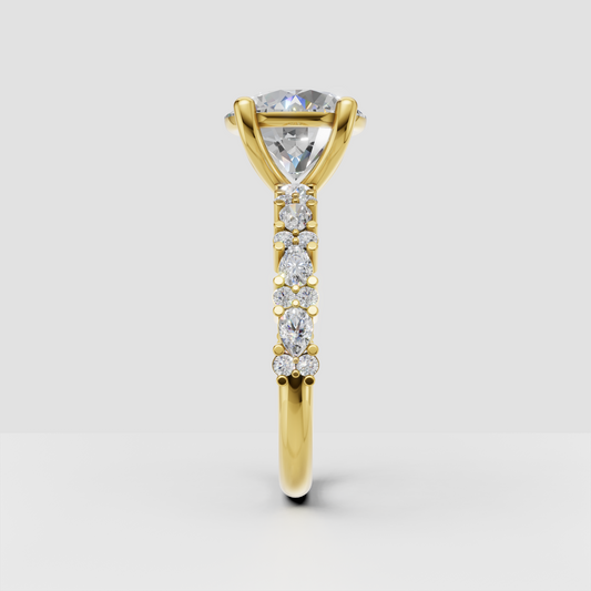 Emerald Cut Lab Grown & Moissanite Diamond Halo Engagement Ring - Image 12