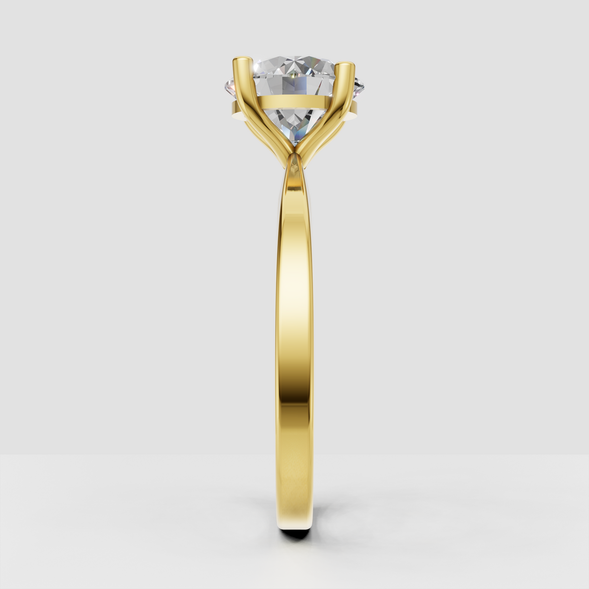 Classic round diamond engagement ring with sleek gold band