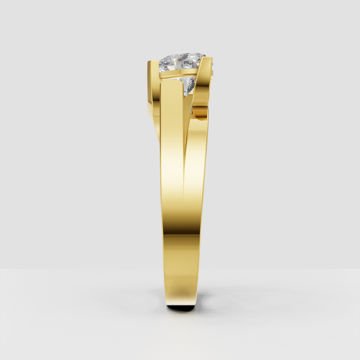 Heart cut solitaire diamond ring in elegant yellow gold setting