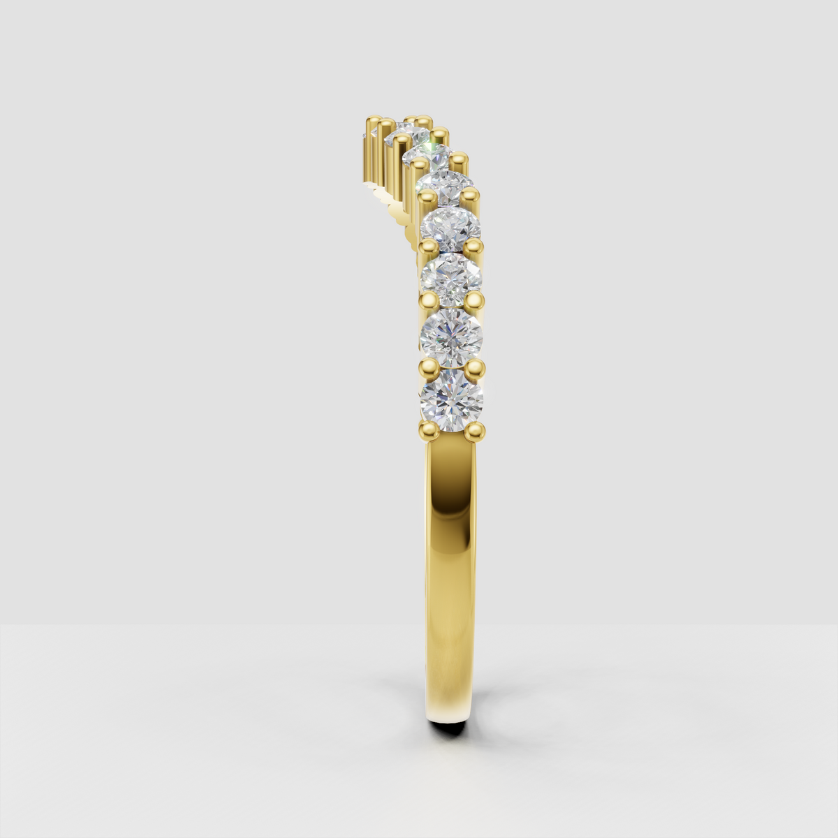 Round brilliant diamond bar-set ring with polished gold band
