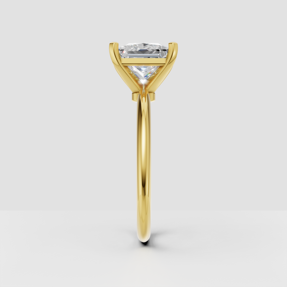 Square princess cut diamond engagement ring in four-prong setting