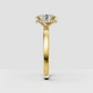 Oval cut diamond ring with four prong setting and hidden halo