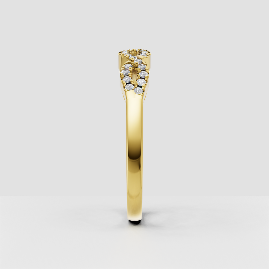 Round diamond twist ring with polished yellow gold band