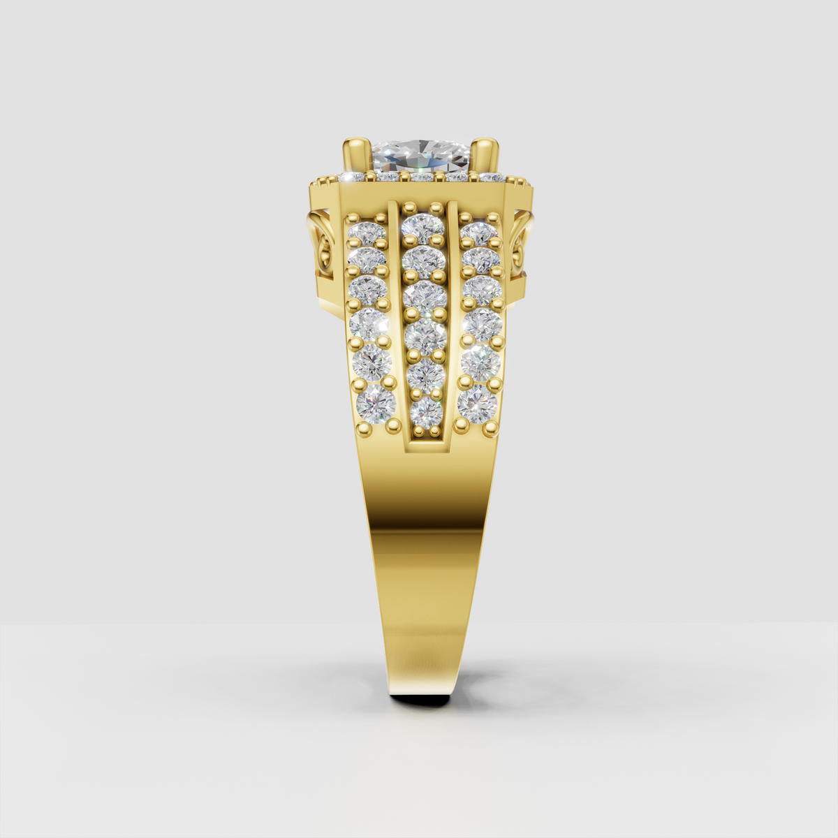 Luxury cushion diamond ring with sparkling halo setting