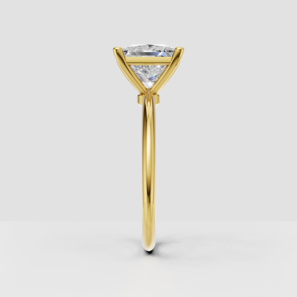 Elegant princess cut diamond ring in a classic four prong solitaire setting