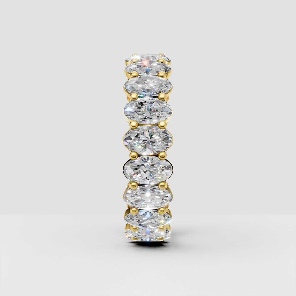 Luxury oval diamond ring featuring full eternity design